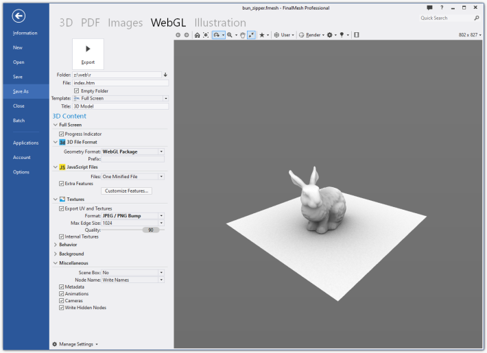 Save 3D To WebGL